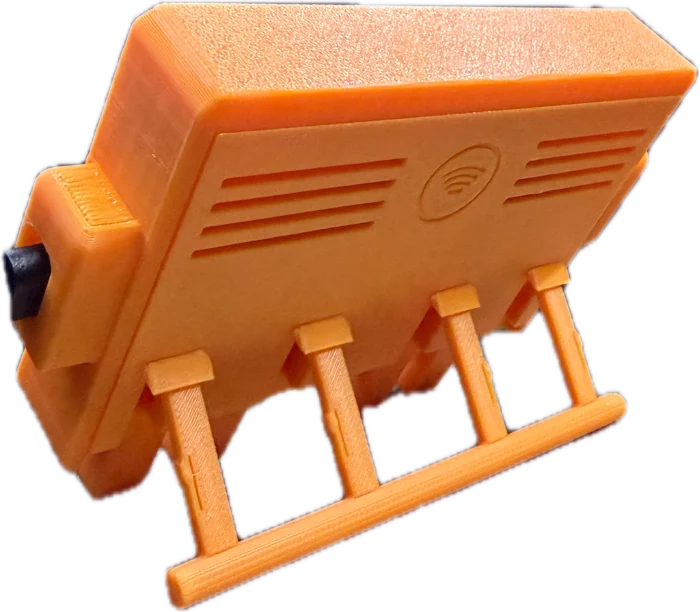 The case standing on its open stand, leaning back so the screen faces the viewer.
